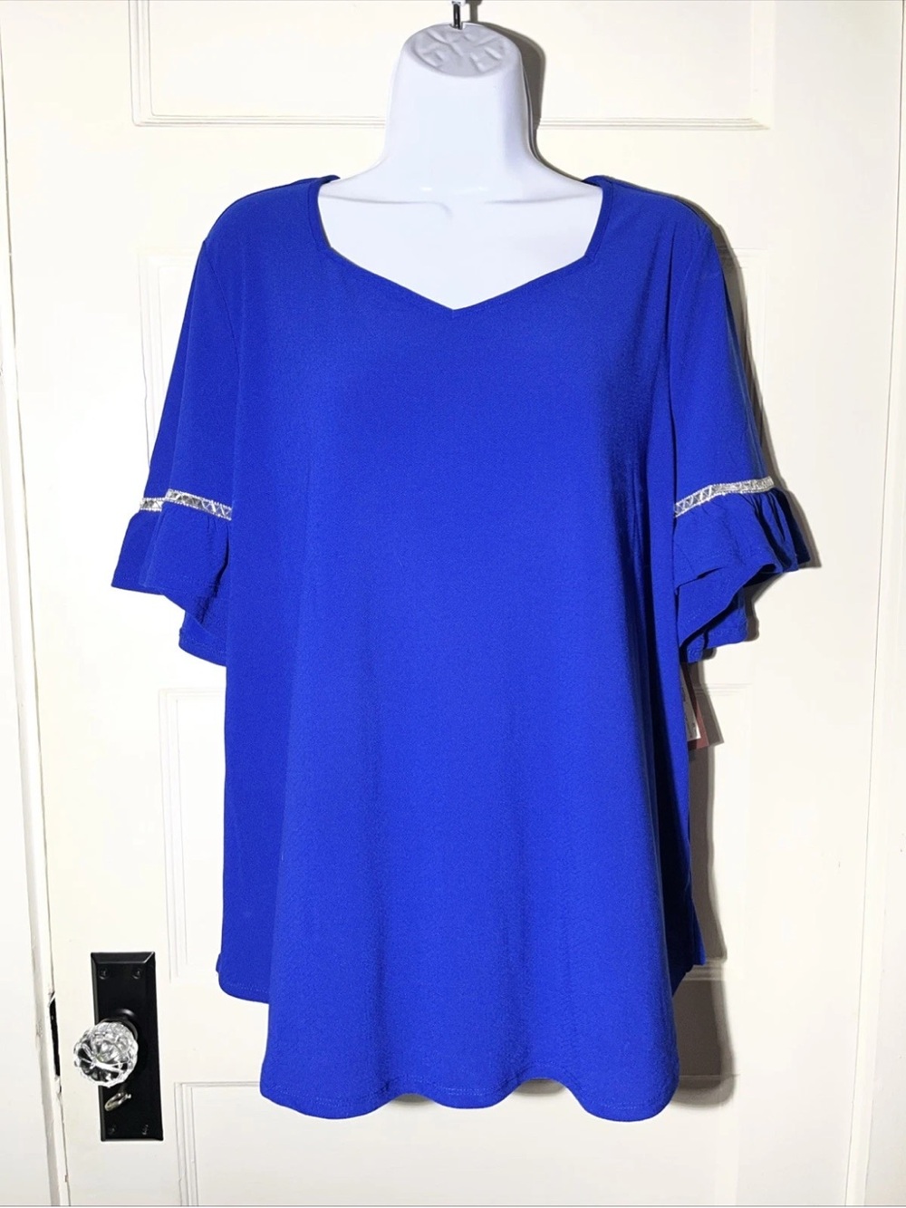 Women’s Shirts Size 1X Love Scarlet Blue Embellished Trim NWT